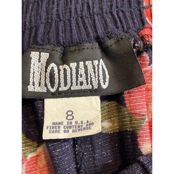 Modiano Womens Floral Pleated Skirt Size 8 Blue & Red Knee Length - Picture 7 of 8